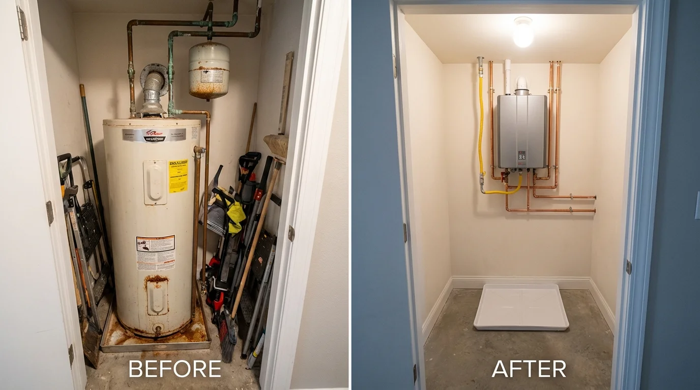 Tank water heater versus wall-mounted tankless unit comparison for Helena, OK homeowners